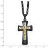 Black Bow Jewelry Men's Stainless Steel Tri-Color Crucifix Cross Necklace, 24 Inch - 4 of 4