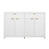 VYNXARIA Modern Wave-Pattern Sideboard Cabinet with 2 Drawers and 4 Doors, 3-Level Adjustable Shelves, Aluminum Arc Handles£¬White - 2 of 4