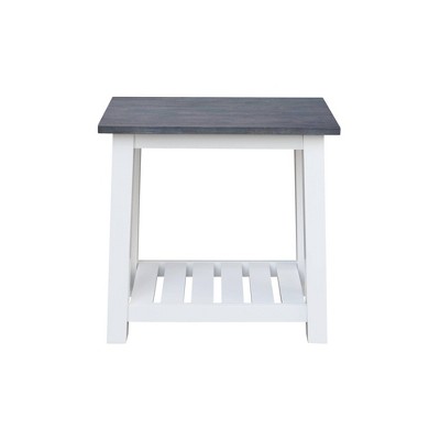 Eco-Friendly Parawood Surrey Rectangular Side Table in White & Heather Gray