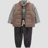 Carter's Just One You® Baby Boys' 3pc Top & Bottom Vest Set - Brown/Gray - 2 of 4