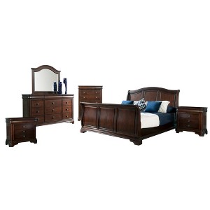 6pc Queen Conley Sleigh Bedroom Set Cherry - Picket House Furnishings, Red