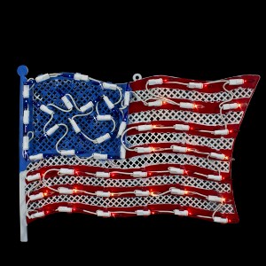 Northlight Lighted American Flag Patriotic Window Decoration - 14" - 1 of 4
