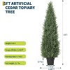 2 Pack Artificial Cedar Topiary Trees Outdoor - 3 FT UV Resistant Fake Potted Plants for Porch, Patio, Wedding Decor - 4 of 4