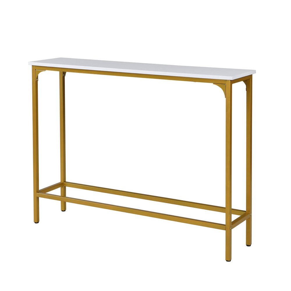 Photos - Coffee Table Stella Slim Console Table White/Gold - Carolina Chair & Table