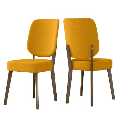 Set Of 2 Soel Mid century Modern Armless Dining Chairs Mustard