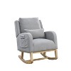VYNXARIA 27.5 "W Modern Accent High Back Living Room Casual Armchair Rocker with One Lumbar Pillow, Two Side Pockets,Teddy Gray - 3 of 4