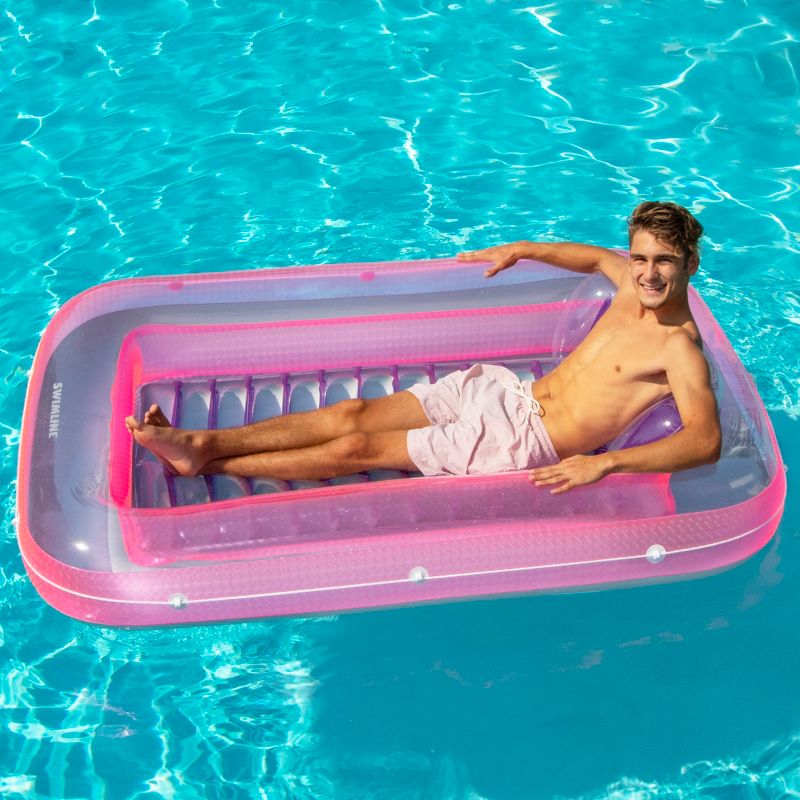 Swim Central Inflatable Tub Pool Swimming Pool Raft Lounger - 71" - Pink and Purple, 5 of 6