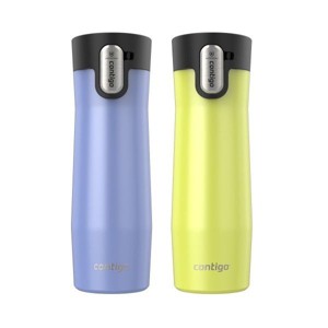 Contigo AUTOSEAL West Loop Vacuum-Insulated Stainless Steel Travel Mug with Easy-Clean Lid Aster Frosted Pearl & Limelight Frosted Pearl, 2-Pack 20 oz - 1 of 4