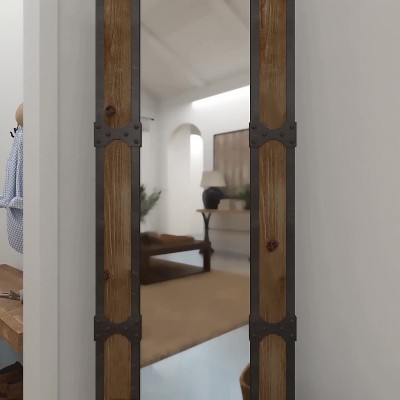 Rustic Brown Wood Full-Length Rectangular Floor Mirror