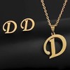 Initial Letter Pendant Necklace Earrings Set for Women Gold Plated Stainless Steel by Ginger Lyne - 2 of 4