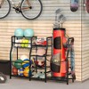 Sports Equipment Organizer Golf Bag Organizer Outdoor Toy Storage Golf Ball Storage Rack for Garage with Basket and Hooks - 4 of 4