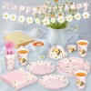 Hachikiko Pink Daisy Birthday Party Decorations,192 Pcs Summer Daisy Party Supplies with Daisy Paper Plates,Napkins,Cups,Cup Sleeves,Bee Birthday Hats - 3 of 4