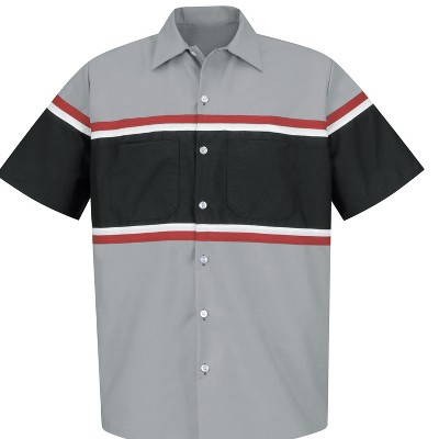 grey/black/red white stripe