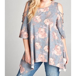 Women's Vintaged Washed Floral Swing Tunic - Oddi 1X - 1 of 2