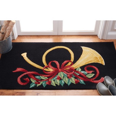 Handmade Black Wool Tufted Holiday Accent Rug