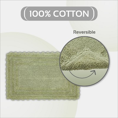 Sage Green Cotton Tufted Reversible Crochet Bath Rug 24" x 40"