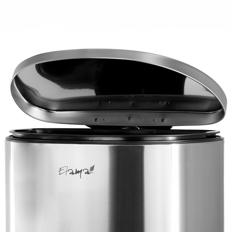 Elama 50Litter  13 Gallon Half Circle Stainless Steel Step Trash Bin with Slow Close Mechanism in Matte Silver, 4 of 9