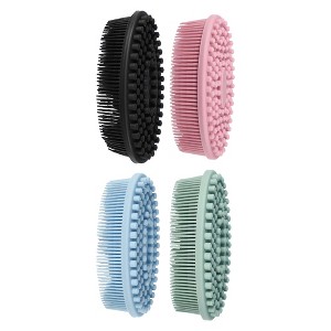 Unique Bargains Shower Silicone 2 in 1 Body Scrubber 4 Pcs - 1 of 4