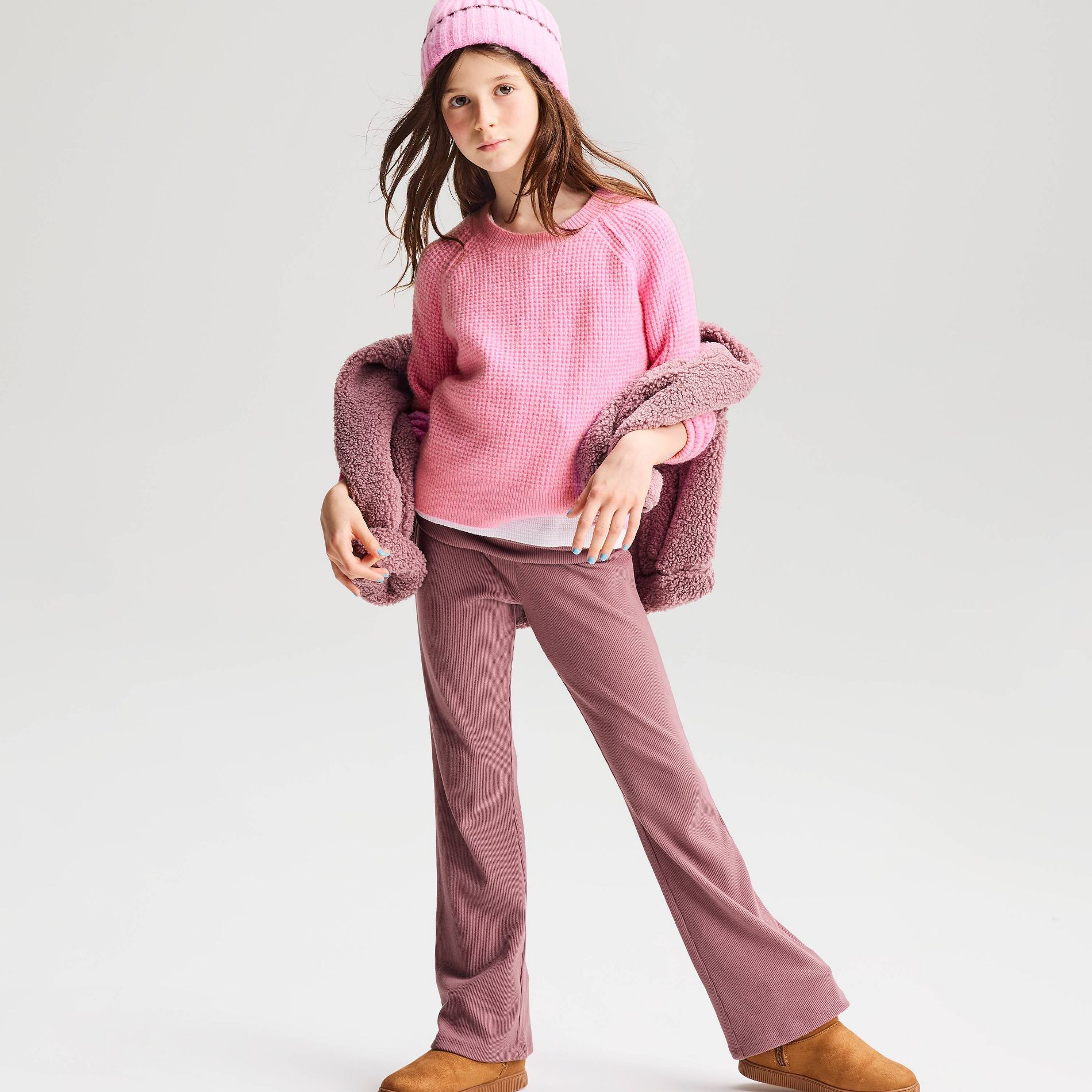 Girls' Brushed Ribbed Foldover Flare Pants - Cat & Jack™