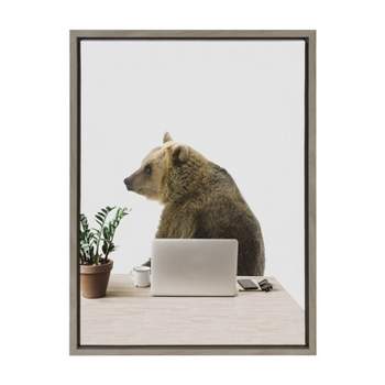 18" x 24" Sylvie I'm Bernie the new Intern by The Creative Bunch Studio Framed Wall Canvas Gray - Kate & Laurel All Things Decor