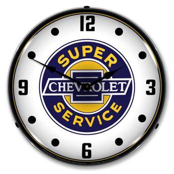 Collectable Sign & Clock | Chevrolet Super Service LED Wall Clock Retro/Vintage, Lighted