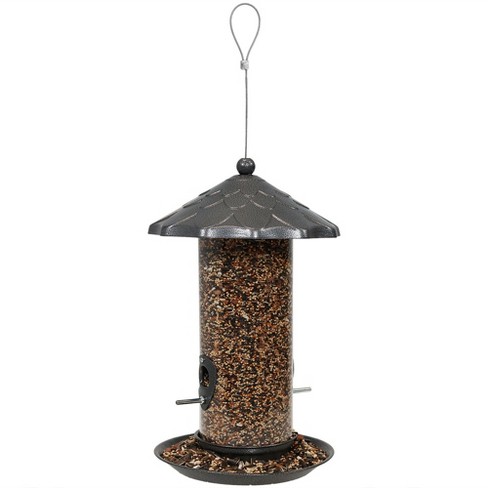 Sunnydaze Decor Wild Bird Seed Feeder With Acorn Style Roof Gray