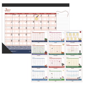 Academic Year Recycled Desk Pad Calendar, Illustrated Seasons Artwork, 22 x 17, Black Binding, 12-Month (July-June):2024-2025 - 1 of 4