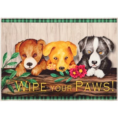 Olivia's Home Wipe Your Paws Doormat – Fun Indoor Accent Mat for Pet Lovers, Hand-Hooked Design, 22" x 32", Playful Entry Decor