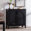 MOEPISY Black Accent Cabinet with Doors, Rattan Sideboard Buffet Cabinets with Storage, Adjustable Shelf - 2 of 4