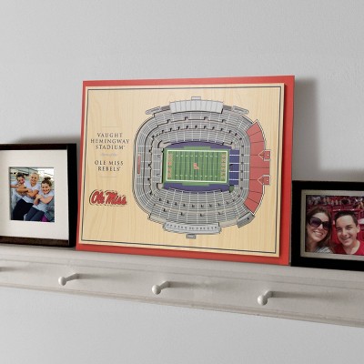 Ole Miss Rebels 3D Stadium Wall Art with Wood Frame