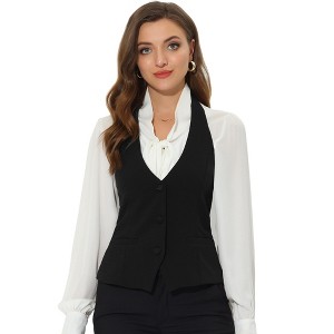 Allegra K Women's Halter Neck Vintage Sleeveless Button Down Waistcoat Vest - 1 of 4
