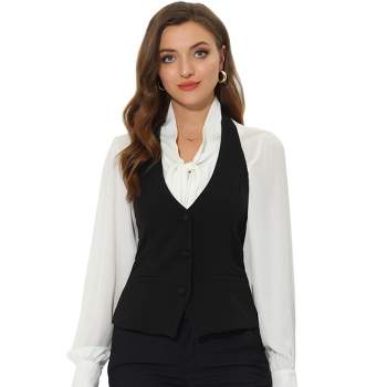 Allegra K Women's Halter Neck Vintage Sleeveless Button Down Waistcoat Vest