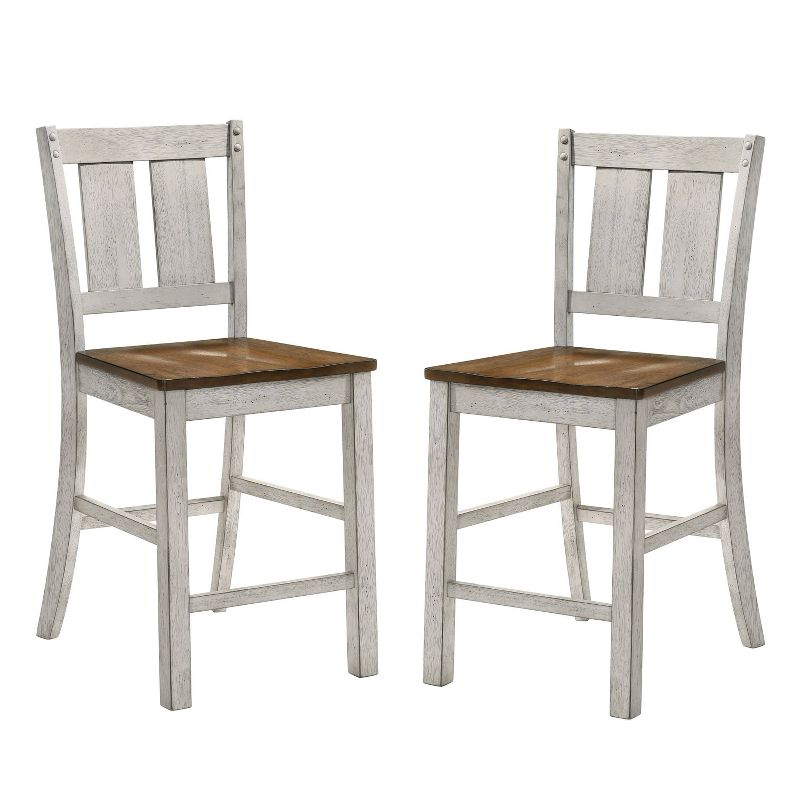 Set of 2 Naxti Rustic Counter Height Chairs Light Oak/Antique White - HOMES: Inside + Out, 1 of 9
