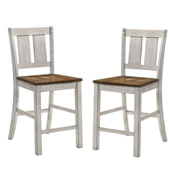 Set of 2 Naxti Rustic Counter Height Chairs Light Oak/Antique White - HOMES: Inside + Out