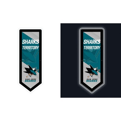 Evergreen Ultra-Thin Glazelight LED Wall Decor, Pennant, San Jose Sharks- 9 x 23 Inches Made In USA