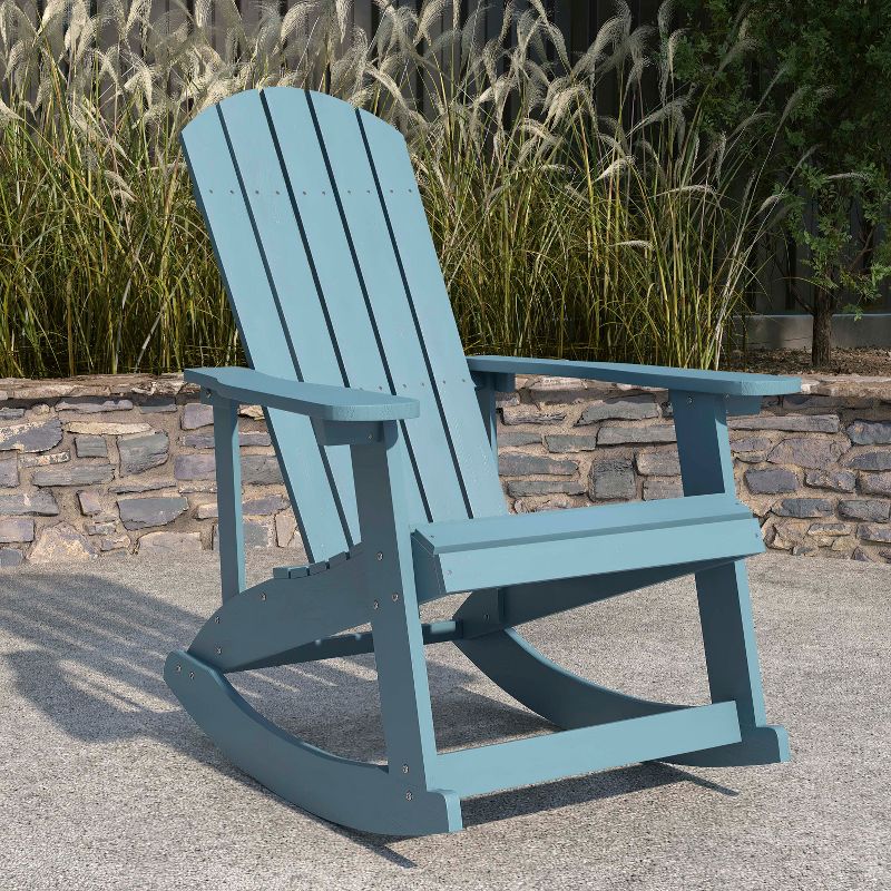 Merrick Lane All-Weather Polyresin Adirondack Rocking Chair with Vertical Slats, 3 of 13