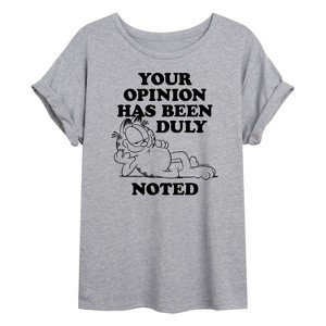 Women's - Garfield - Your Opinion Has Been Duly Noted Oversized Graphic T-Shirt - 1 of 4