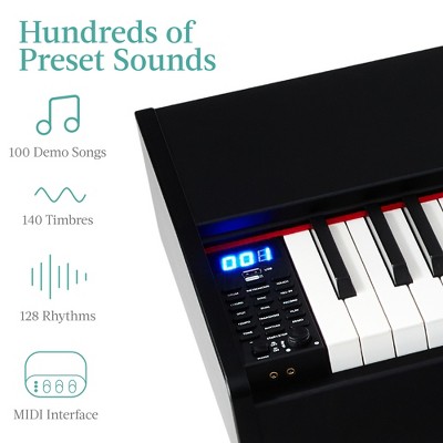 88-Key Black Digital Piano with Weighted Keys and Pedals