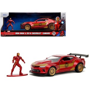 2016 Chevrolet Camaro Red Metallic and Gold and Iron Man Diecast Figure "The Avengers" 1/32 Diecast Model Car by Jada - 1 of 4