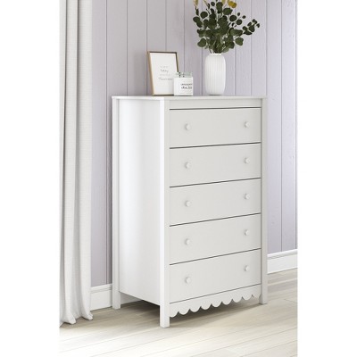 White Matte 5-Drawer Transitional Tall Dresser