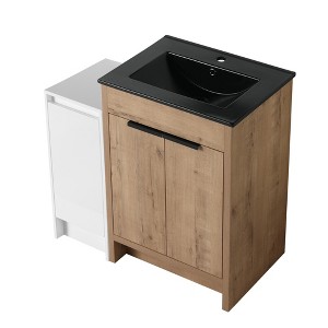 SEVOBAL Bathroom Vanities 36 Inch Freestanding Vanity with Black Ceramic Sink Soft Closing Door for Bathroom, Brown, 35.8"*18.31"*34.25" - 1 of 4