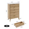 Modern Wooden 47.2" Tall Chest of Drawers, Fluted Dresser for Bedroom with 5 Deep Drawers - 3 of 4