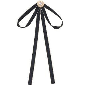INSPIRE CHIC Women's Wedding Party Satin Brooch Pin Bow Tie with Pearl - 1 of 4