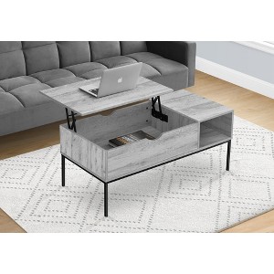 Coffee Table, 42inL, Rectangular, Cocktail, Lift-top, Grey, Black Metal, Contemporary, Modern - 1 of 1