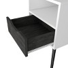 GlasFlength Nightstands Nightstand Modern Bedside Table with Storage Drawer and Open Wood Shelf for Room, Multicolored, 13.78"*15.75"*24.8" - 3 of 4