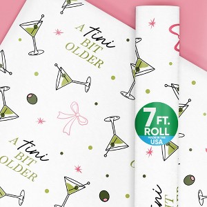 Big Dot of Happiness A Tini Bit Older Martini Wrapping Paper, Funny Olive Dirty Martini Cocktail Birthday Gift Wrap for Adult, 24 in x 7 feet, 1 Roll - 1 of 4