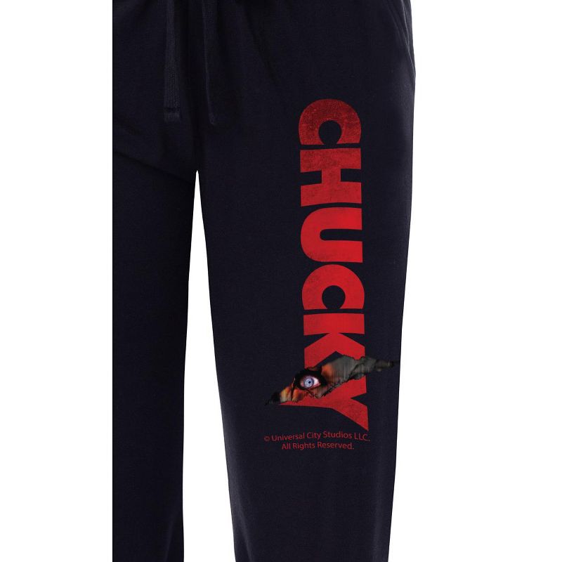 Chucky Womens' Doll Character Movie Film Title Logo Sleep Pajama Pants Black, 2 of 4