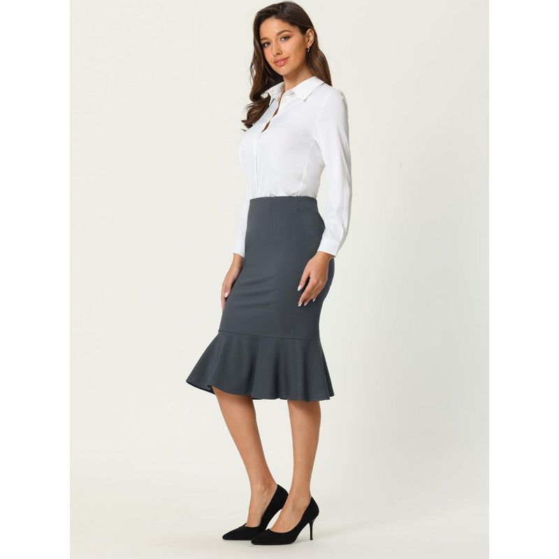 Hobemty Women's Office Fishtail Stretchy High Waist Bodycon Pencil Skirts, 3 of 5