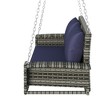 Yami 2-Person Wicker Hanging Porch Swing with Chains, Cushion, Pillow, Swing Bench for Garden, Outdoor Furniture - Maison Boucle - 4 of 4