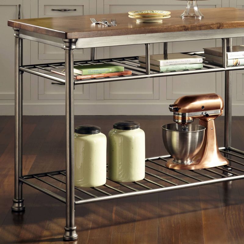 Orleans Kitchen Island Stainless Steel Base with Wood Top Brown - Homestyles, 5 of 8
